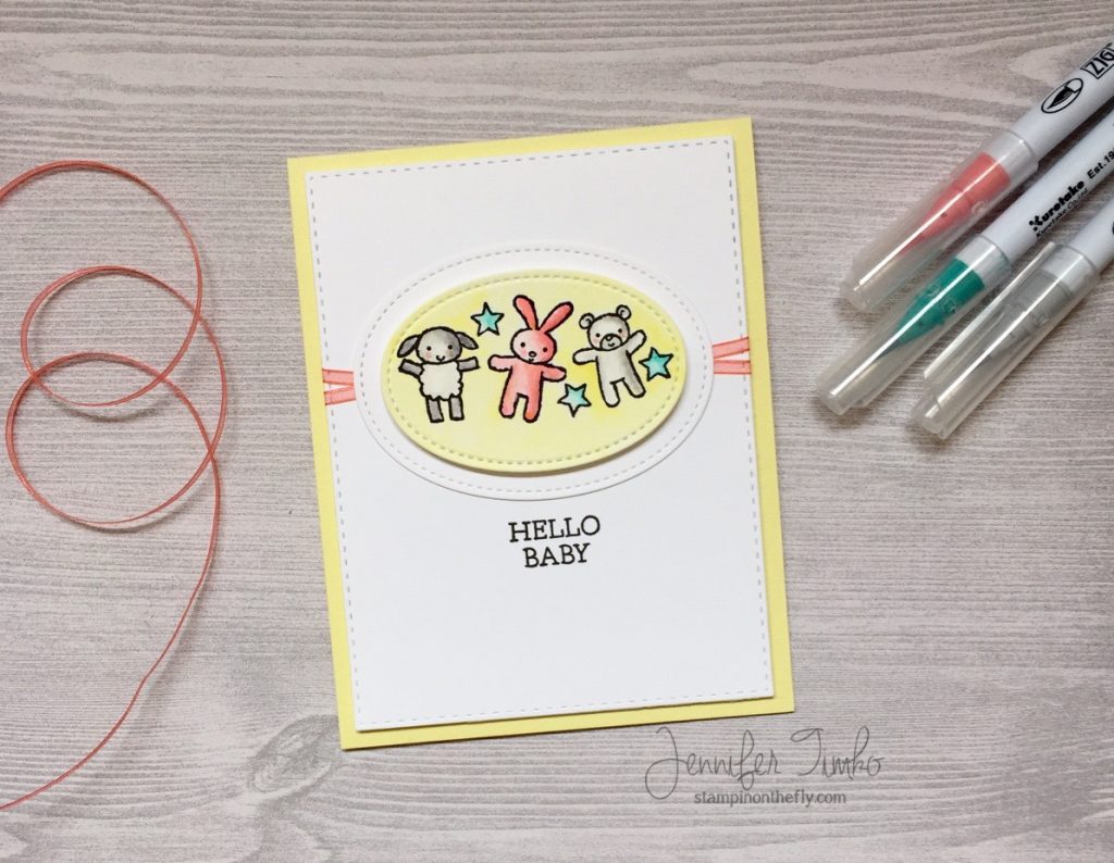 Hello Baby Croghan by Jen Timko | Moon Baby Stamp Set by Stampin' Up, Zig Clean Color Pens, Watercolor