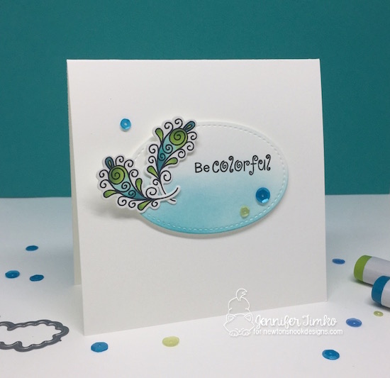 Be Colorful by Jen Timko | Beautiful Plumage Stamp and Dies by Newton's Nook Designs, Copic Coloring, Distress Ink, Stitched Shapes Dies by Stampin' Up