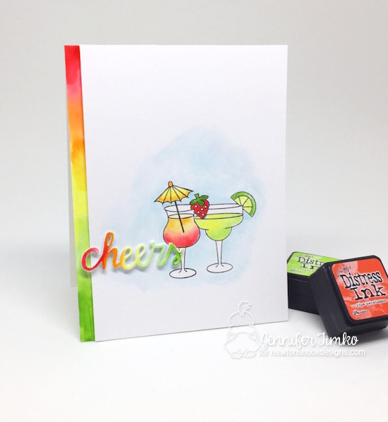 Cheers by Jen Timko | Cocktail Mixer Stamp by Newton's Nook Designs, Tim Holtz Distress Inks