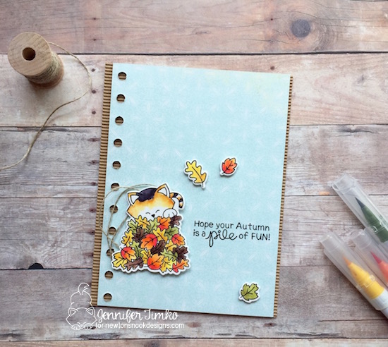 Pile of Fun by Jen Timko | Autumn Newton by Newton's Nook Designs, Zig Clean Color Markers, Fall Cat Card, Calico Cat