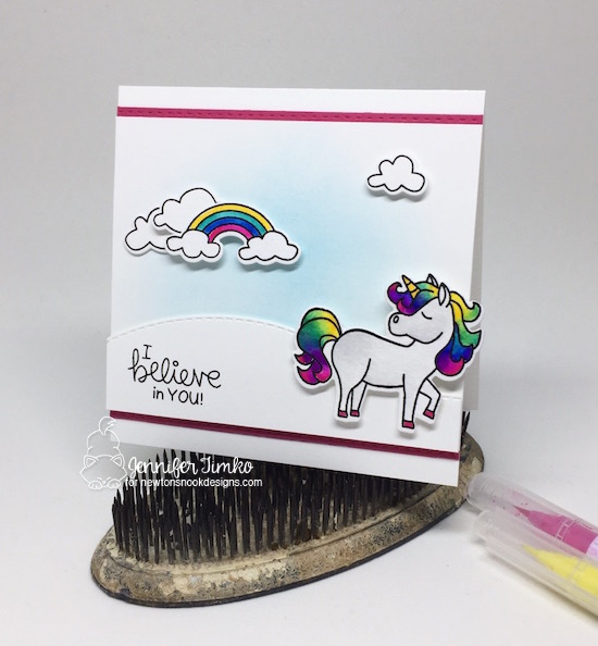 I Believe In You by Jen Timko | Believe in Unicorns Stamp and Dies by Newton's Nook Designs, Zig Clean Color Markers, Land Borders Dies by Newton's Nook Designs