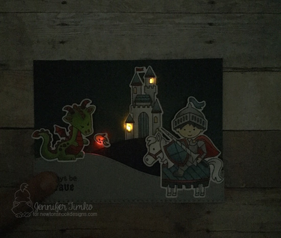 Always Be Brave Lit Up by Jen Timko | Knight's Quest Stamp and Dies by Newton's Nook Designs, Chibitronics, Chibi Lights