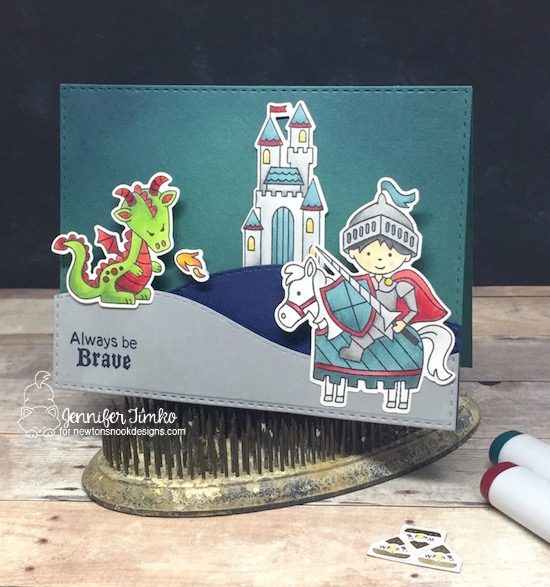 Always Be Brave by Jen Timko | Knight's Quest Stamp and Dies by Newton's Nook Designs, Chibitronics, Light Up Card, Chibi Lights