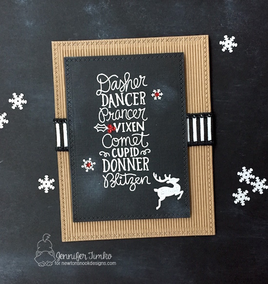 Reindeer Chalk Board by Jen Timko | Reindeer Roll Call Stamp Set by Newton's Nook Designs, Corrugated Paper, Chalk Board