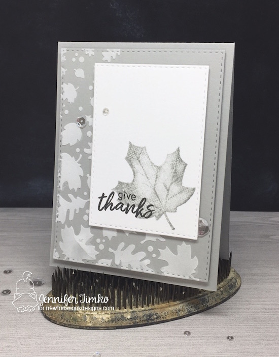 Autumn in Gray by Jen Timko | Shades of Autumn Stamp by Newton's Nook Designs, Falling Leaves Stencil by Newton's Nook Designs