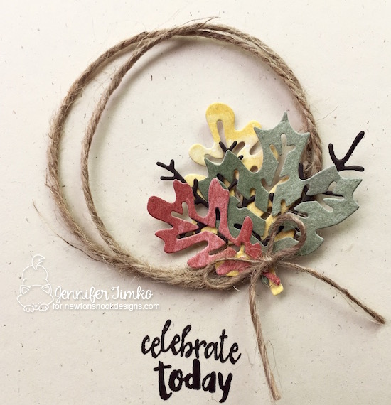 Celebrate Close Up by Jen Timko | Autumn Leaves Dies by Newton's Nook Designs, Happy Little Thoughts Stamp Set by Newton's Nook Designs, Jute Twine by Stampin' Up