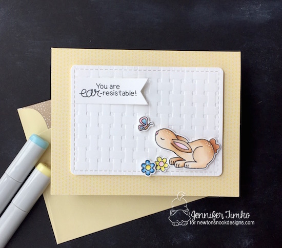 Ear-resistable by Jen Timko | Bitty Bunnies Stamp Set and Dies by Newton's Nook Designs, Frames and Flags Dies by Newton's Nook Designs, Basket Weave Embossing Folder by Stampin' Up