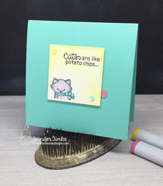 Cats Are Like Potato Chips by Jen Timko | Company of Cats Stamp Set by Newton's Nook Designs, Copic Coloring