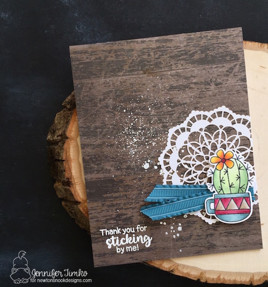 Thanks by Jen Timko | Cuppa Cactus Stamps and Dies by Newton's Nook Designs, Cultivated Cactus Stamp by Newton's Nook Designs, Wood Textures DSP by Stampin' Up