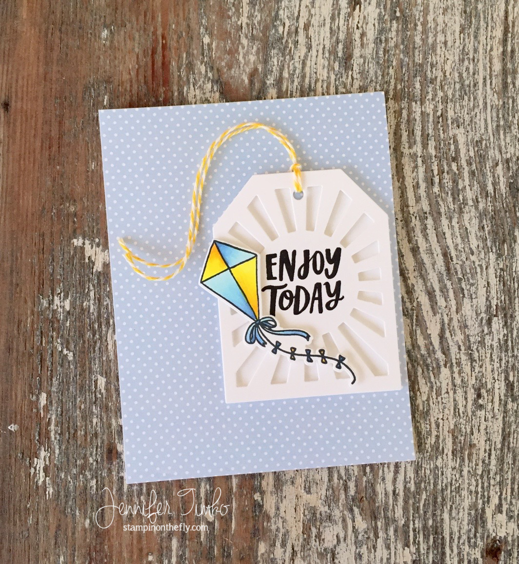 Enjoy Today by Jen Timko | Take Flight Stamp and Dies by Reverse Confetti, Sunburst Tag Layer Confetti Cuts (Reverse Confetti), Copic Coloring, My Sweet Petunia's Original Misti