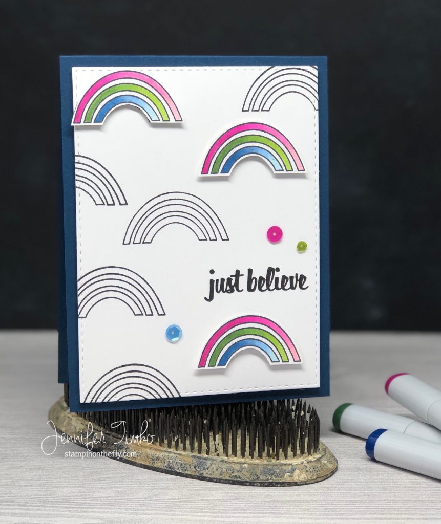 Just Believe by Jen Timko | Dream On Stamp by Pinkfresh Studio, Fancy Feathers Stamp by Lil' Inker Designs