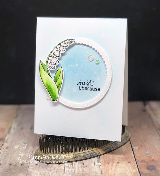 Just Because by Jen Timko | Little Lilies Stamp Set and Dies by Newton's Nook Designs, Stitched Circle Scallop Frames by MFT Stamps
