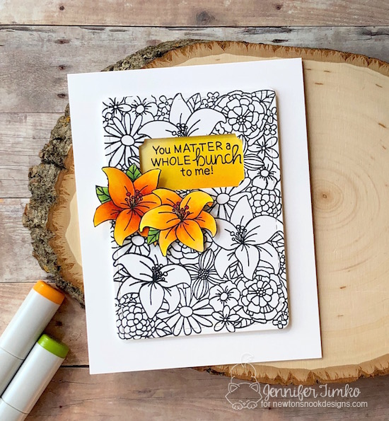 You Matter by Jen Timko | Blooming Botanicals Stamp Set by Newton's Nook Designs, Frames and Flags Die Set by Newton's Nook Designs, Copic Coloring