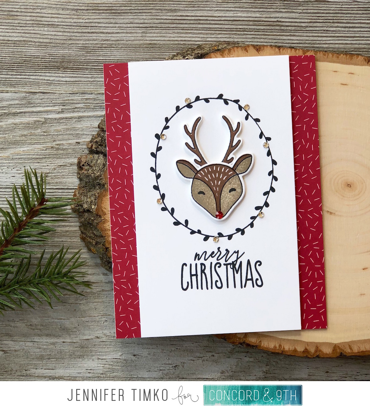 Merry Reindeer by Jen Timko | Furry Friends Stamp Set and Dies by Concord and 9th, O Christmas Tree Stamp Set by Concord and 9th