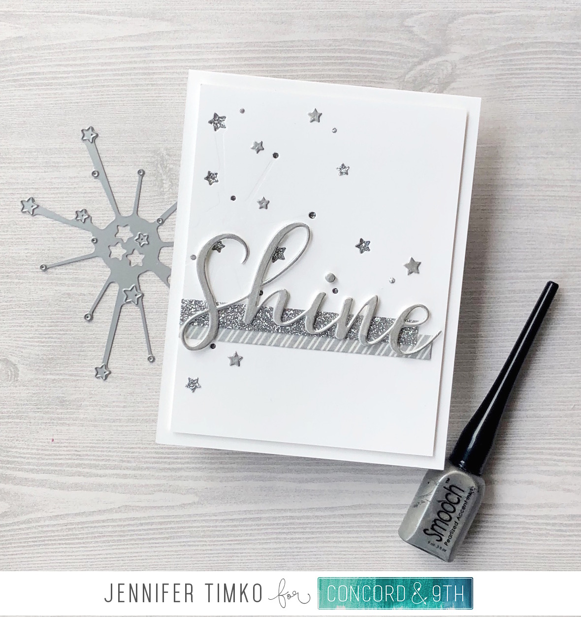 Shine by Jen Timko | Star Turnabout Dies by Concord and 9th, Shine On Dies by Concord and 9th, Neutrals Glitter Paper Pack, Smooch Accent Ink by Clearsnap
