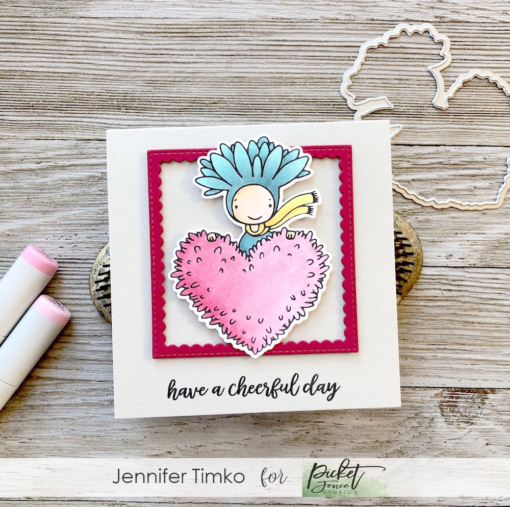 Have a Cheerful Day by Jen Timko | Have a Cheerful Day Stamp Set and Die by Picket Fence Studios, Copic Coloring