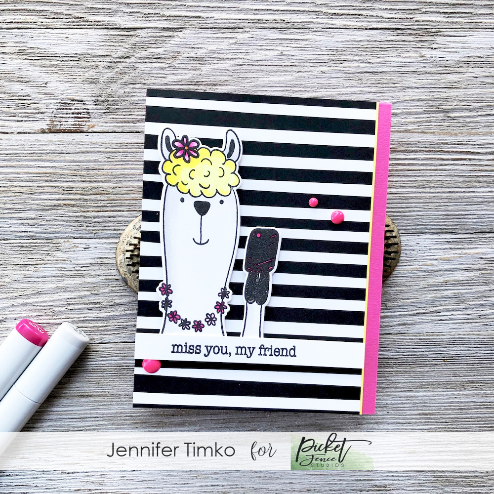 Miss You by Jen Timko | Today Is All About You Stamp Set and Dies by Picket Fence Studios, Copic Coloring