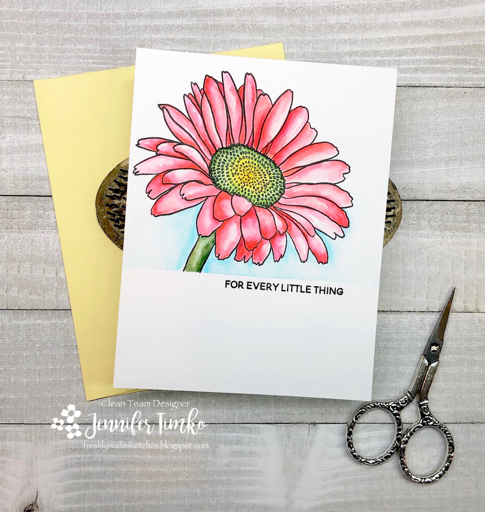 FMS376 by Jen Timko | Mondo Gerbera Daisy Stamp Set by Ellen Hutson, Zig Clean Color Real Brush Markers
