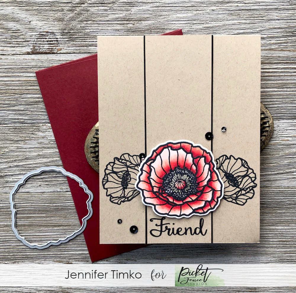 FMS388 by Jen Timko | Poppy Blossoms Stamp Set and Dies by Picket Fence Studios, Copic Coloring